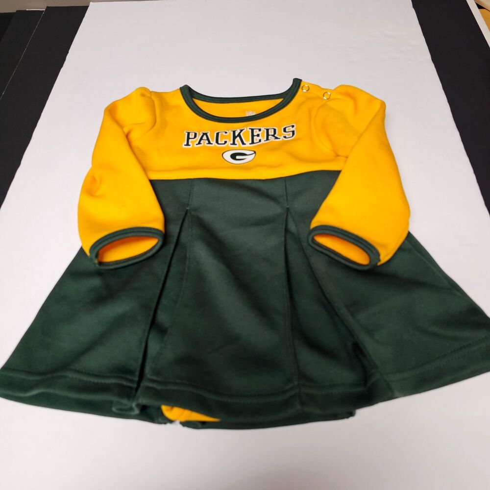 Green Bay Packers Toddler Cheerleader Uniform Outfit 18M Long Sleeve Football